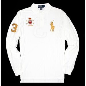 NWT Polo Ralph Lauren Men LS Big Pony Polo "MMIX MERCER, #3 EDITION" White Rare